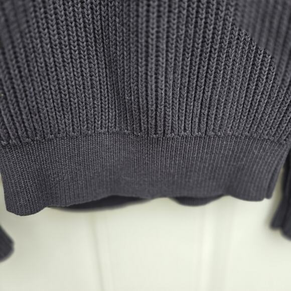 NWT French Connection Mens M Black Sweater Transfer Rib Crewneck Jumper Long - Picture 13 of 15